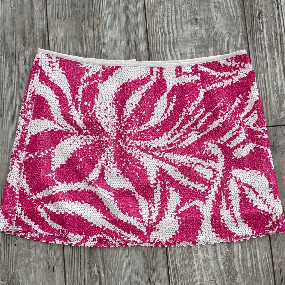 Lilly Pulitzer Pink and White Sequin Skirt